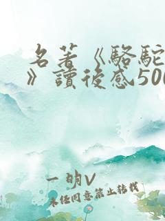 名著《骆驼祥子》读后感500字