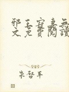 邪王宠妻无度全文免费阅读