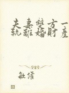 夫妻双方一方出轨离婚财产如何分割