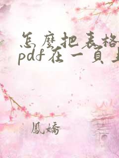 怎么把表格转成pdf在一页上