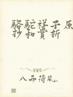 骆驼祥子原文摘抄和赏析