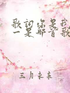 歌词你是我的唯一是哪首歌的歌词