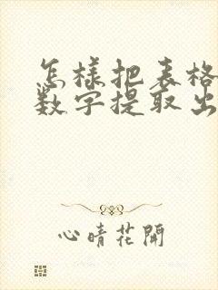 怎样把表格里的数字提取出来