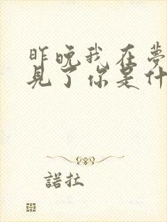 昨晚我在梦中遇见了你是什么歌名