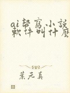 ai帮写小说的软件叫什么