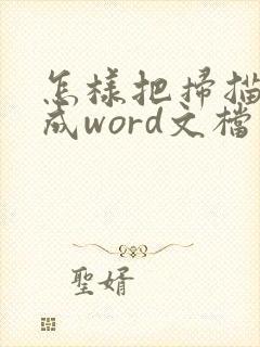 怎样把扫描件变成word文档