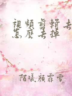 视频剪辑去字幕怎么去掉