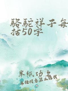 骆驼祥子每章概括50字