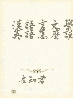 汉语言文学专业英语怎么说