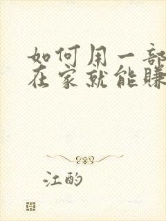 如何用一部手机在家就能赚钱