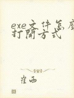 exe文件怎么打开方式