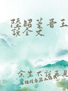 陆昭菱晋王的小说全文