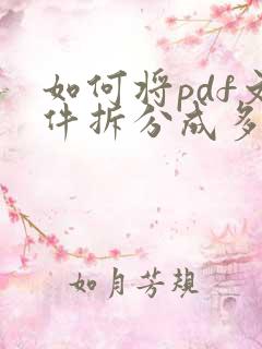 如何将pdf文件拆分成多页