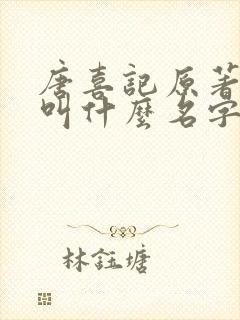 唐喜记原著小说叫什么名字