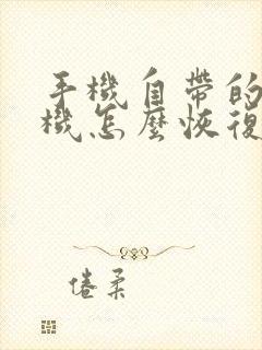 手机自带的照相机怎么恢复