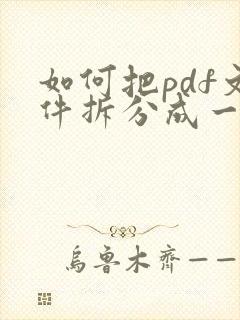 如何把pdf文件拆分成一张一张的