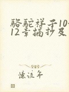 骆驼祥子10~12章摘抄及感悟