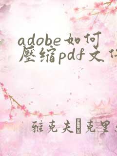 adobe如何压缩pdf文件大小