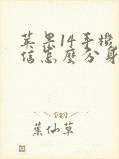 苹果14手机微信怎么分身两个微信