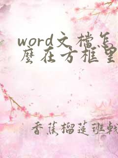 word文档怎么在方框里打钩