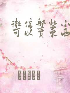 微信哪些小程序可以卖东西