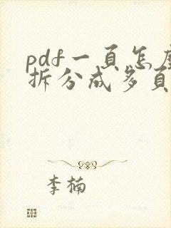 pdf一页怎么拆分成多页