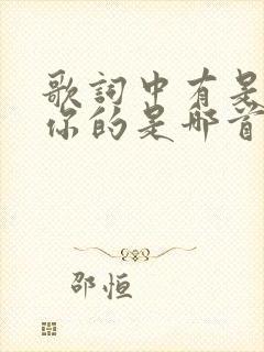 歌词中有是你是你的是哪首歌