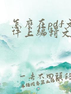 怎么在pdf文件上编辑文字