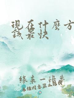 现在什么方法赚钱最快