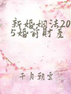 新婚姻法2025婚前财产