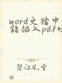 word文档中能插入pdf吗