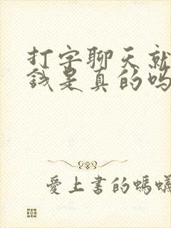 打字聊天就能赚钱是真的吗