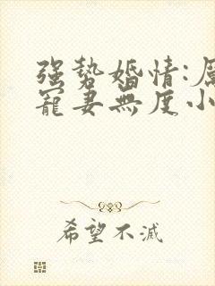 强势婚情:厉总宠妻无度小说