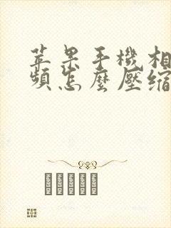 苹果手机相册视频怎么压缩变小