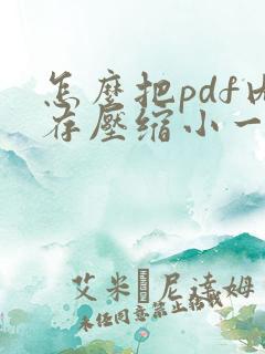 怎么把pdf内存压缩小一点