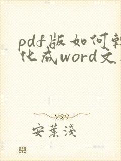 pdf版如何转化成word文档