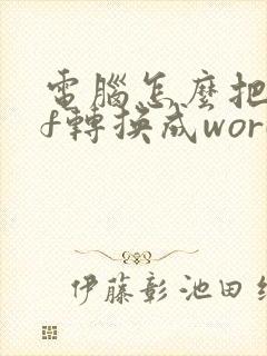 电脑怎么把pdf转换成word