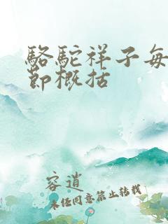 骆驼祥子每章情节概括