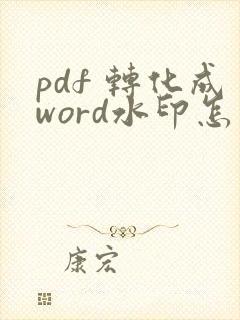 pdf 转化成word水印怎么去掉水印