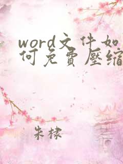 word文件如何免费压缩