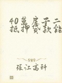 40万房子二次抵押贷款能贷多少钱