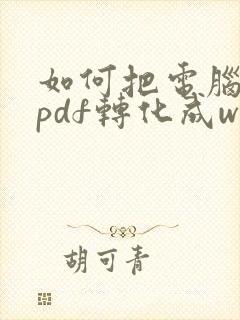 如何把电脑上的pdf转化成word文档