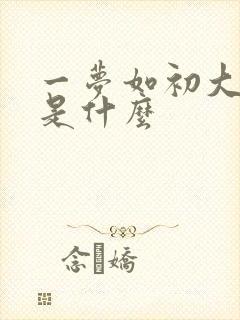 一梦如初大结局是什么