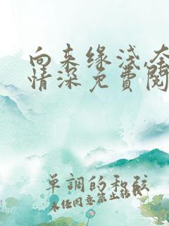 向来缘浅,奈何情深免费阅读全