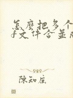 怎么把多个pdf文件合并成一个