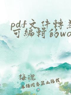 pdf文件转为可编辑的word