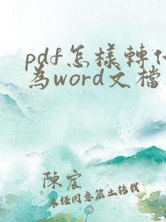 pdf怎样转化为word文档