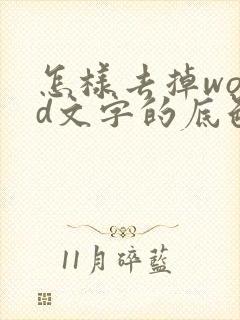 怎样去掉word文字的底色