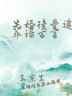 先婚后爱追妻火葬场古言