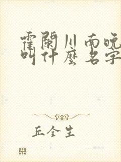 霍阑川南晚小说叫什么名字